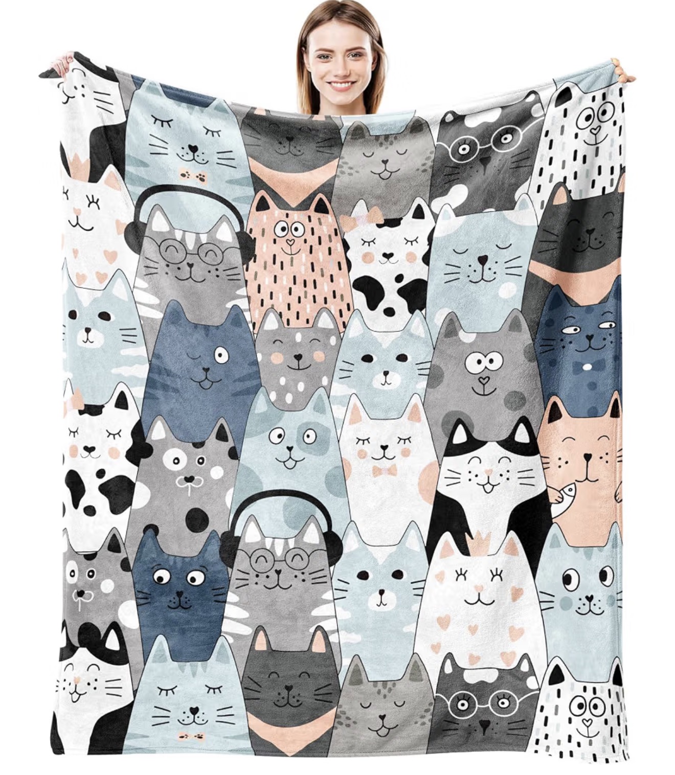 Ultra-Soft Flannel Cat Throw Blanket (50" × 40")