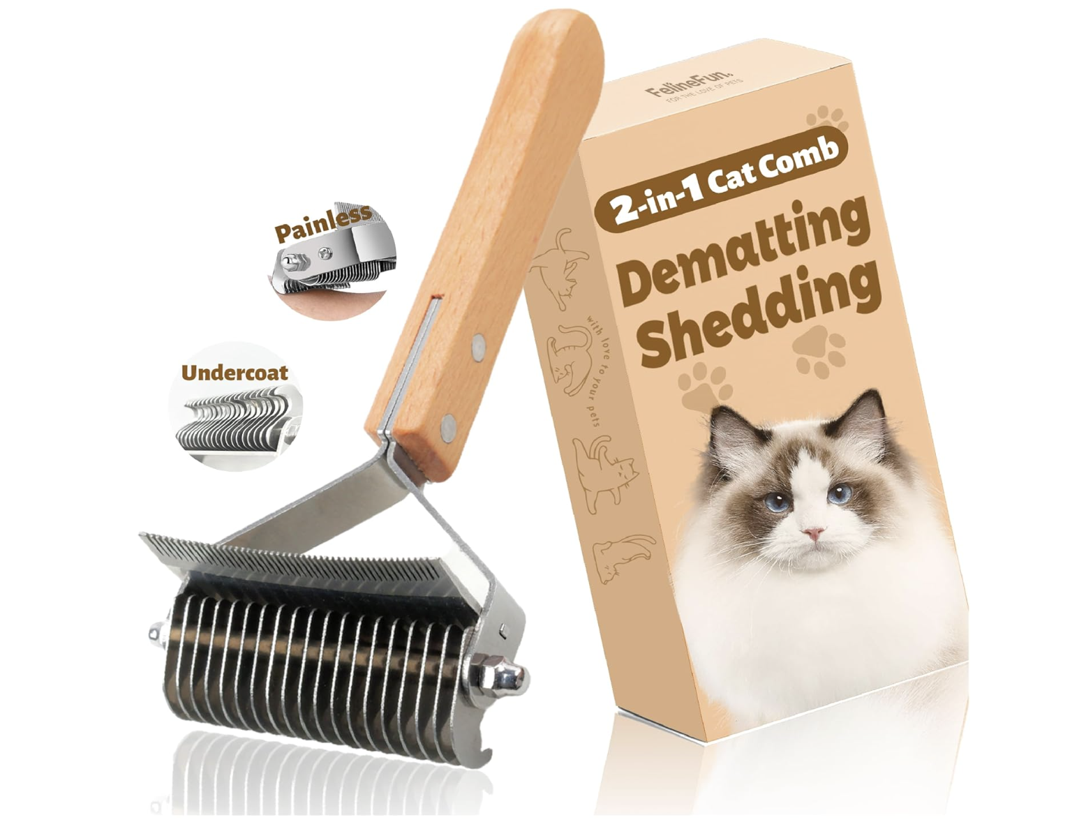 FelineFun Cat Dematting & Deshedding Comb