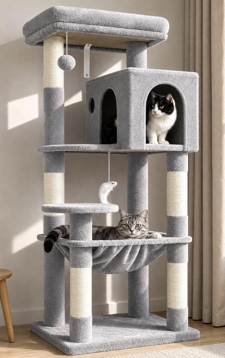 Globlazer 53" Cat Tree Tower with Scratching Post