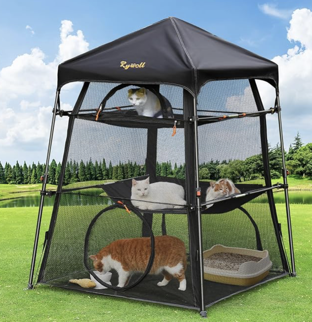 Rywell 3-Tier Foldable Outdoor Catio Enclosure (37" × 40" × 57")
