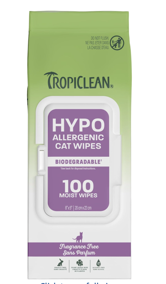TropiClean Hypoallergenic Unscented Grooming Wipes