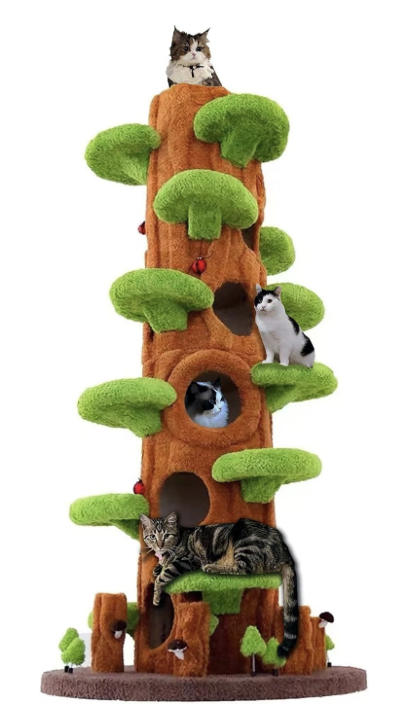 Xiamiao Magic Forest Solid Wood Cat Tree Tower, 90" Tall